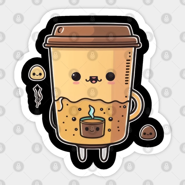 My morning coffee just got cuter with this adorable kawaii coffee clipart vector Sticker by Pixel Poetry